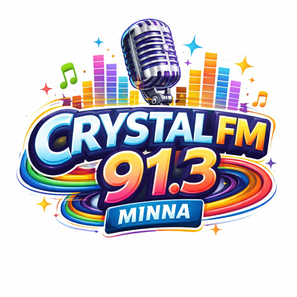 Crystal FM studio microphone and production desk